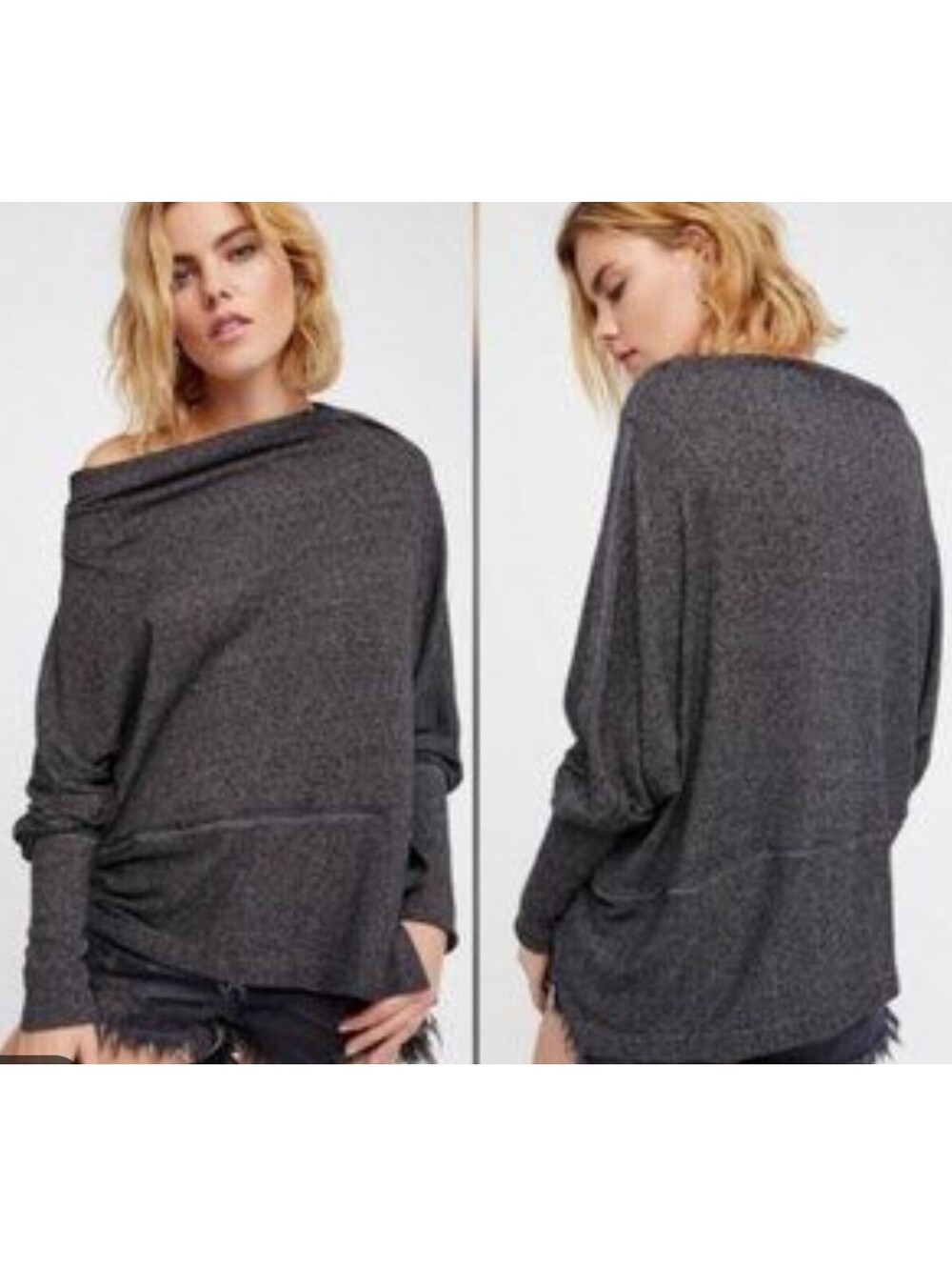 We the free charcoal cowl neck